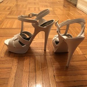 Saint Laurent high heel leather up Bianco